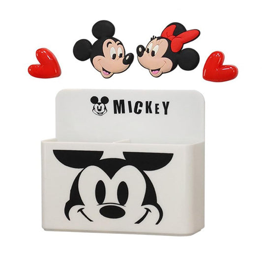 NAITIK CREATION Disney Mickey Mouse Magnetic Storage Box for Fridge | Cute Plastic Organizer for Utensils, Masks & Pens | Strong Magnet | Official Cartoon Design – Random Color