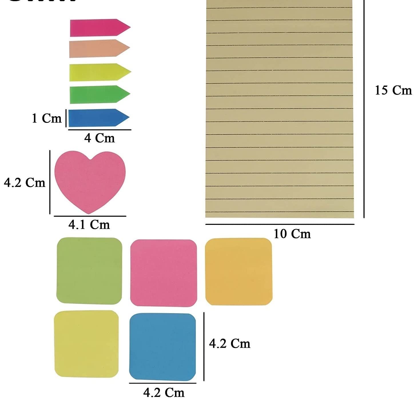 Amazon Brand - Umi Ruled File Sticky Notes and Page Markers, 200 Different Size Notes and 125 Page Markers, 25 x 19 cm