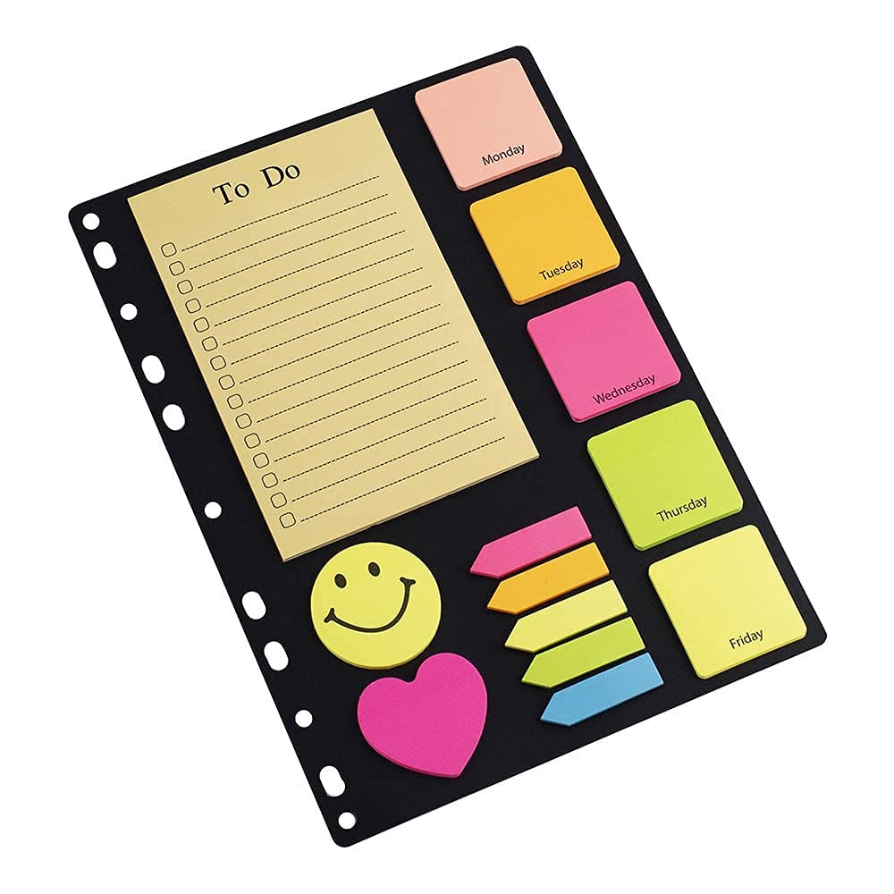 Amazon Brand - Umi Ruled File Sticky Notes and Page Markers, 200 Different Size Notes and 125 Page Markers, 25 x 19 cm